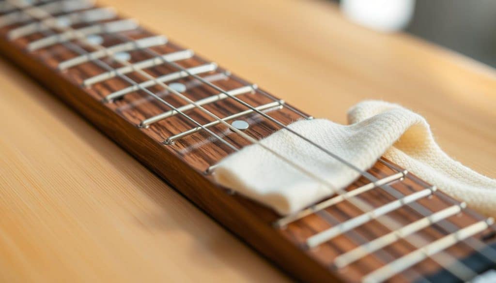 Das Griffbrett von Gitarre oder Bass reinigen